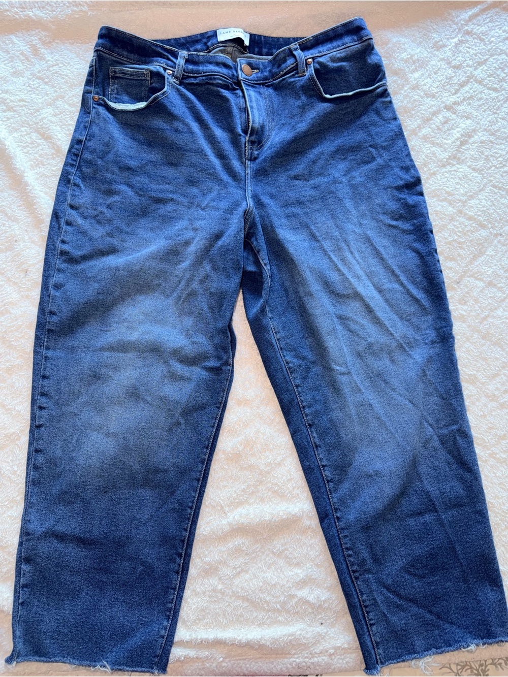 Lane Bryant Boyfriend Jean
Blue Frayed Hem. Size 14